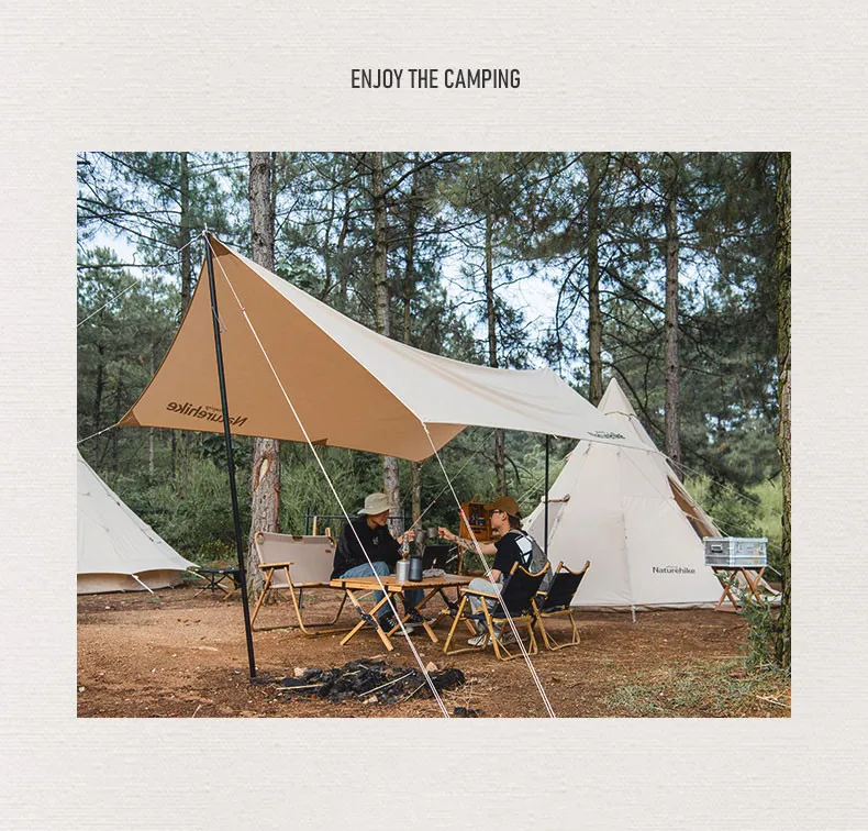 Naturehike-Cotton Pyramid Family Tent, Windproof Fabric
