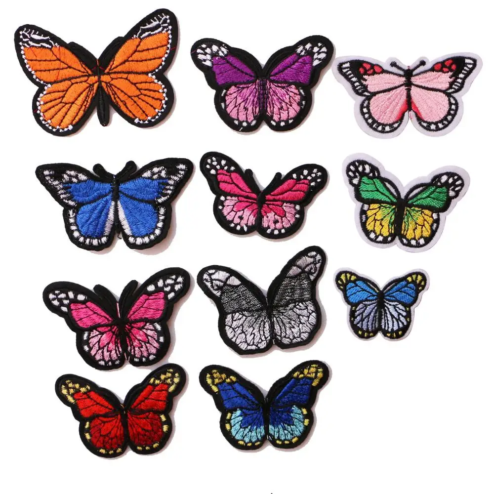 

5 Pcs Colorful butterfly icon Embroidered Iron on Patches for Clothing DIY Stripes Clothes Patchwork Stickers Custom Badges