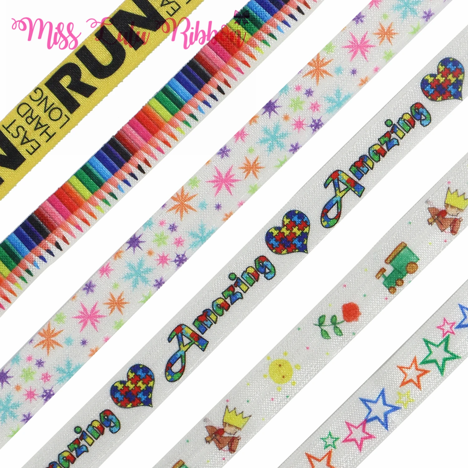 16 мм-75 мм назад в школу красочные печатные FOE Grosgrain ленты DIY Волосы Bowknots 50