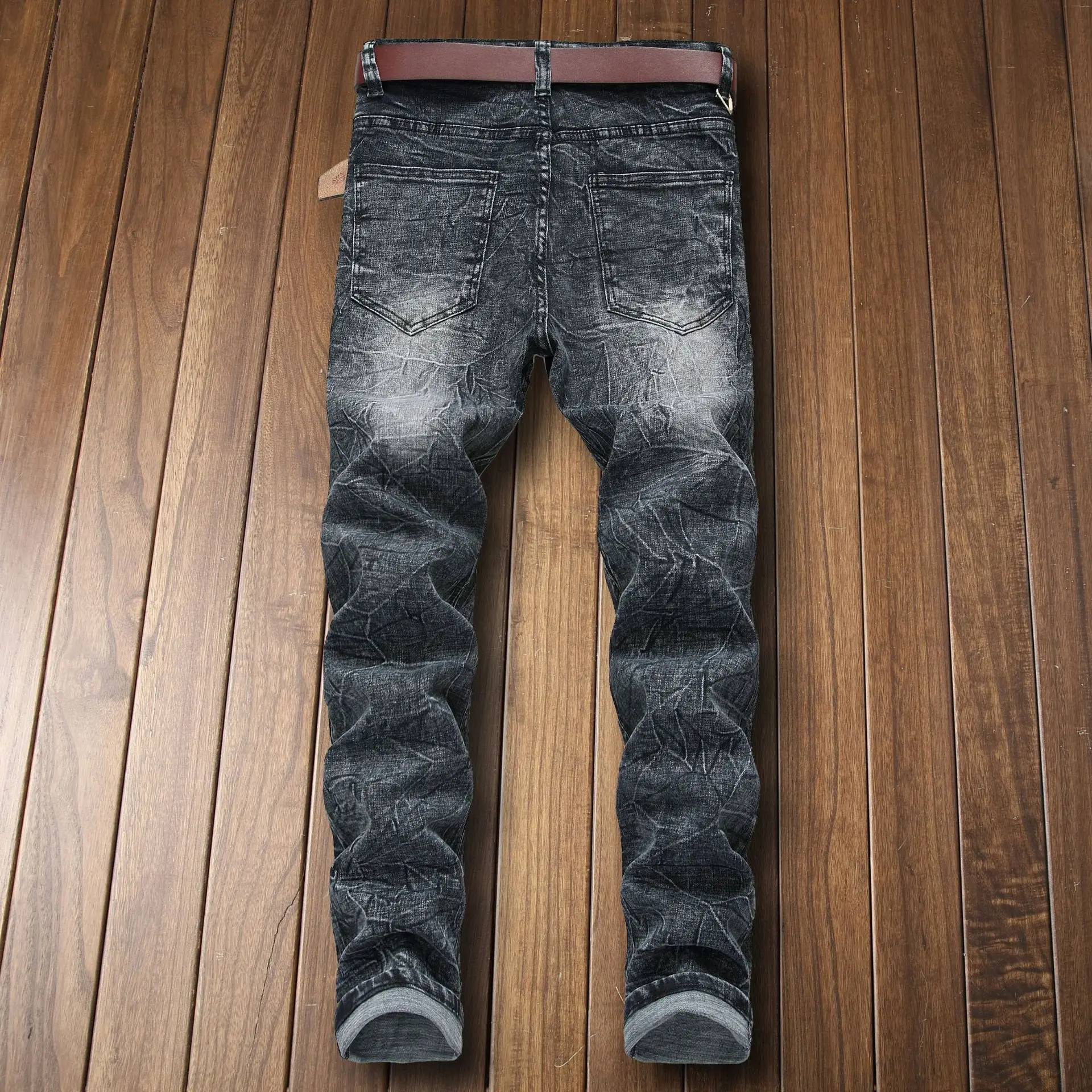KIOVNO Модные мужские однотонные повседневные джинсы брюки Slim Fit стрейч джинсовые брюки для мужчин Размер 28-42
