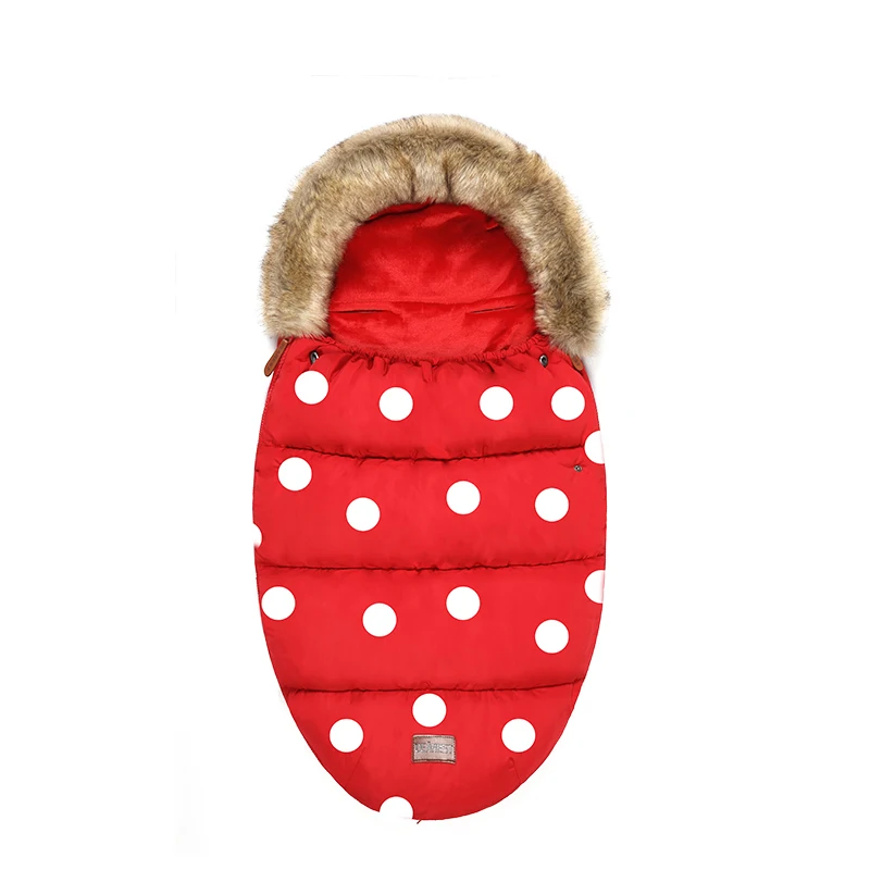 Детская коляска для сна, сумка, зимние теплые спальные мешки, халат для младенцев, конверты для новорождённых, Детские Зимние путешествия - Цвет: Red dot