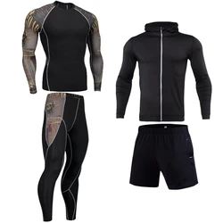 Men's quick-drying running suit gym leggings thermal underwear compression fitness MMA Rashguard men's leggings track suit