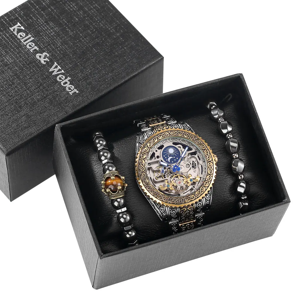 

Practical Gifts Quartz Stainless Steel Wristwatch Male Bracelts Chain Watch Gift Set for Boyfriend Husband Men's Gifts