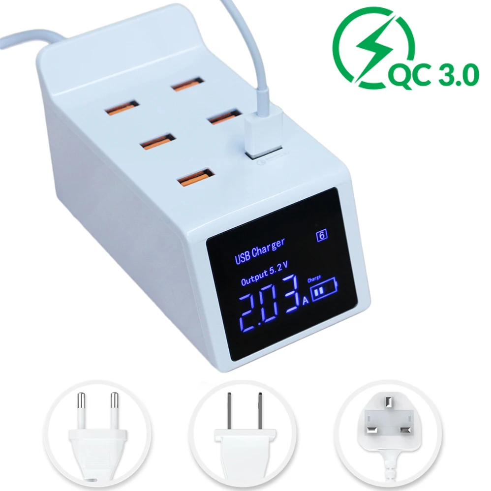 Быстрое зарядное устройство quick charge 3,0 QC 40 Вт USB зарядное устройство для iPhone samsung s10 Xiaomi Mi 9 QC3.0 телефон настенное зарядное устройство США ЕС Великобритания вилка док-станция