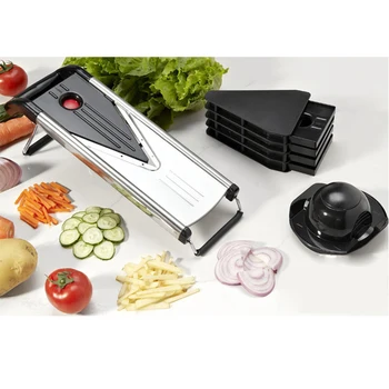

Multifunctional V Shape Slicer Stainless Steel Slice Chopper Fruit & Vegetable Cutter with 5 Blades kitchen Tool