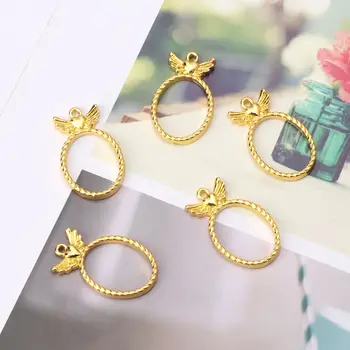 

5Pcs Wings Pocket Watch UV Frame Pendant Bezel Cabochon Setting UV Resin Charm Y4QB