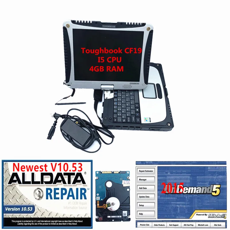 alldata V10.53 и Mitchell OnDemand программное обеспечение 1 ТБ, установленное хорошо в CF19 4G ноутбук Для Toughbook CF19 cpu i5 готов к работе