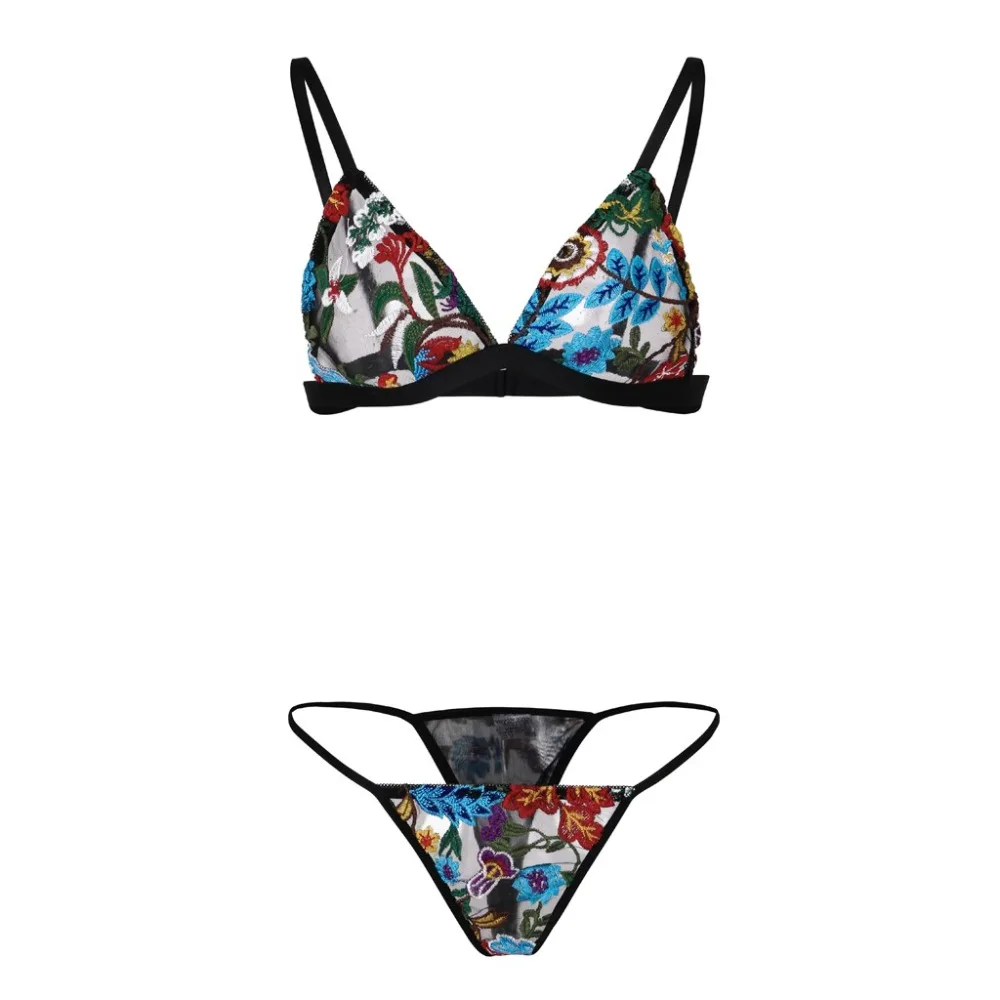 Lace bikinis underwear 2-piece sexy lingerie lace embroidery thong thong thong temptation lingerie pajamas free shipping 40A1 (8)