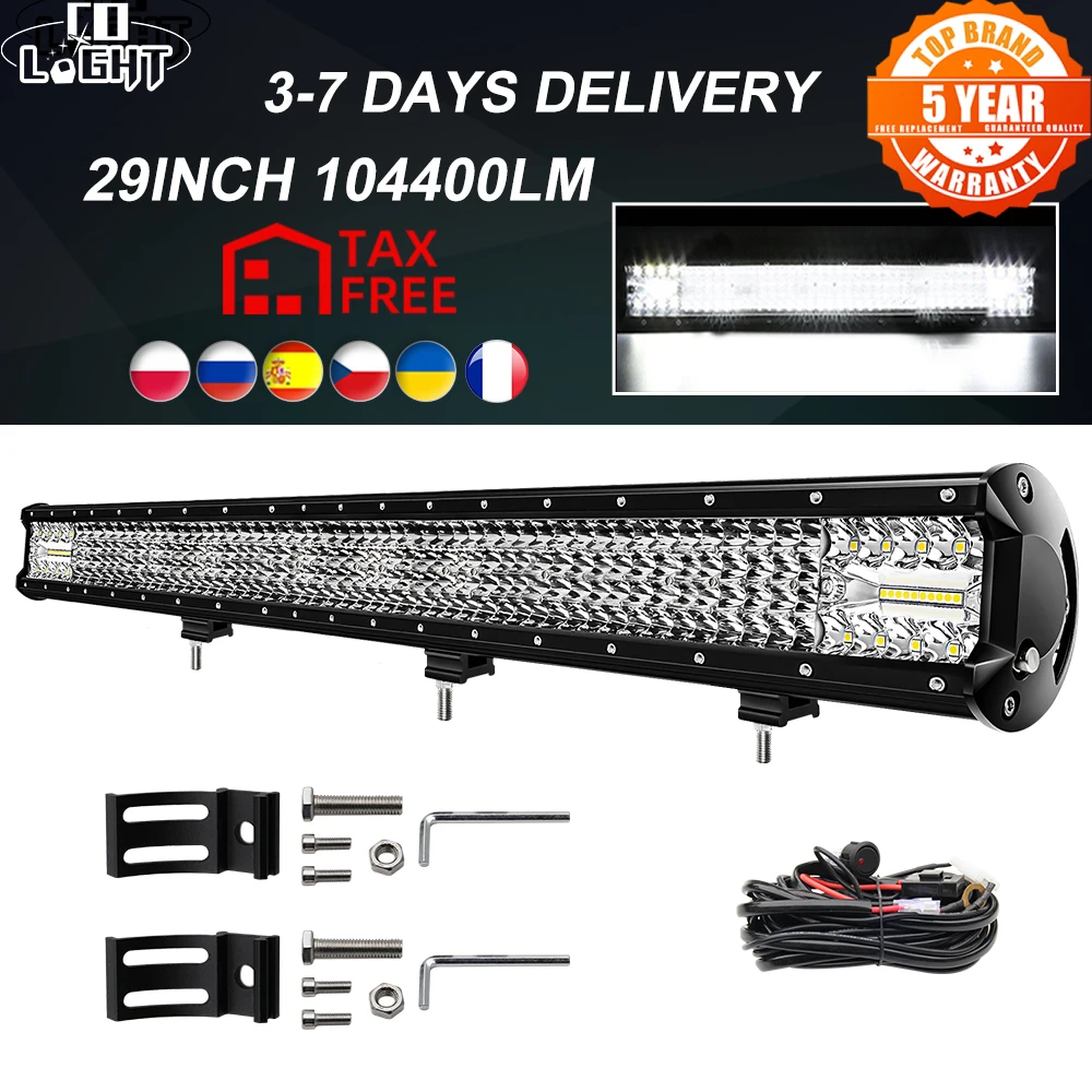 Co Light 16D 4 File Spot Flood Offroad Led Work Light Bar 29 "104400Lm Atv 4X4 Bar Led Truck Bar Light Per Suv 4Wd 4X4 Car Truck