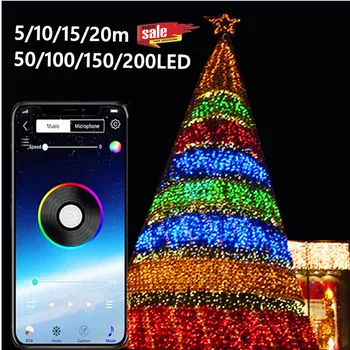 10M 20M Rgb Bluetooth App Controle Lichten Smart Koperdraad Led String Fairy Light Vakantie Kerst String Light garland Home De 10M 20M Rgb Bluetooth App Controle Lichten Smart Koperdraad Led String Fairy Light Vakantie Kerst String Light garland Home De