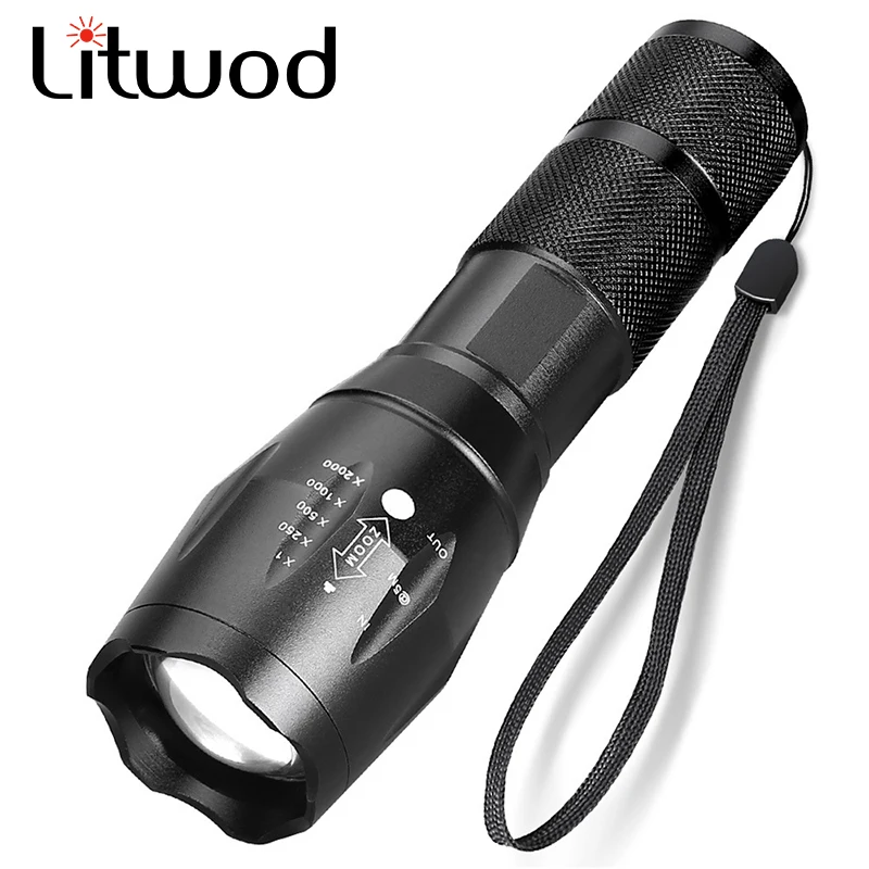5000Lm XM-L T6 LED Adjustable Focus Zoom Flashlight Torch 7 Mode Hunting Lamp 