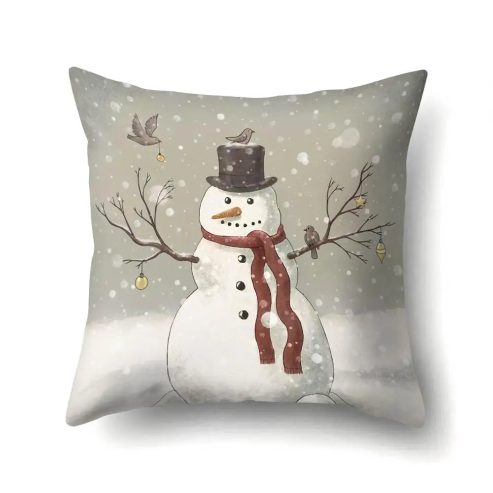 1 шт снеговик шаблон чехол для подушки из полиэстера 45*45 декоративная подушка Рождество год диван кровать наволочка для домашнего декора 40543 - Цвет: 2BZ-40543-456