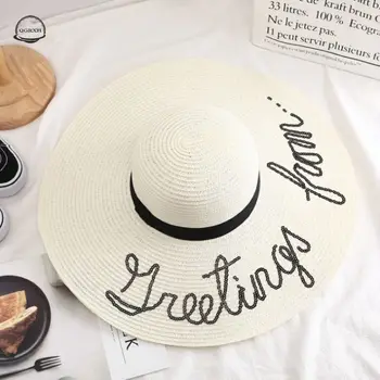 

2020 New Summer Large Wide Eaves Letter Sun Hat Sunscreen Sun Straw Hat Ladies Female Outdoor Fashion Beach Travel Travel Cap