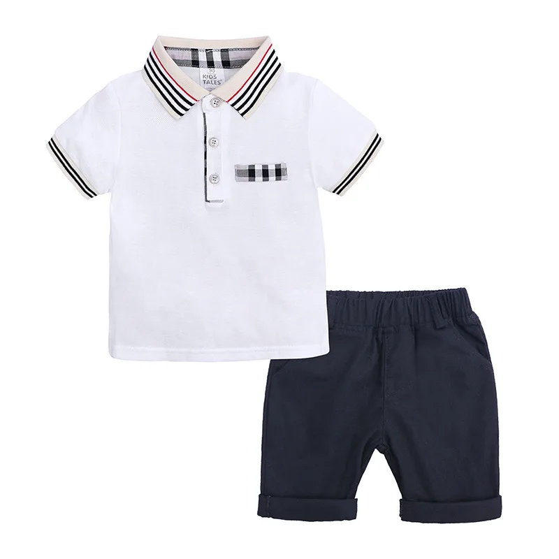 Летние комплекты одежды для мальчиков спортивные костюмы для маленьких мальчиков Одежда для детей костюм джентльмена для мальчиков; комплект детской одежды из 2 От 4 до 6 лет - Цвет: White