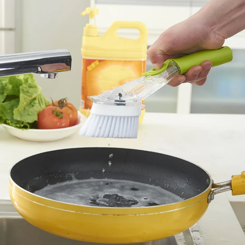 High Quality Protable Scrubber Multifunction Brush For Kitchen Bathroom Cleaning Brush+ Sponge Head Easy Installation