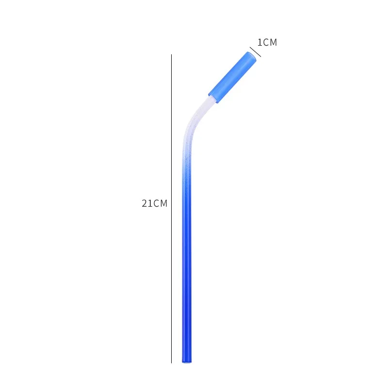 Blue bent straw Многоразовые соломинки из нержавеющей стали прямые согнутые питьевые соломинки с силиконовыми наконечниками для горячих холодных напитков Питьевая соломинка - Цвет: Blue bent straw