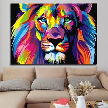 

Modern Art Print Poster Colorful Wild Lion Canvas Posters and Prints Painting Art Wall Pictures for Living Room Home Decoration