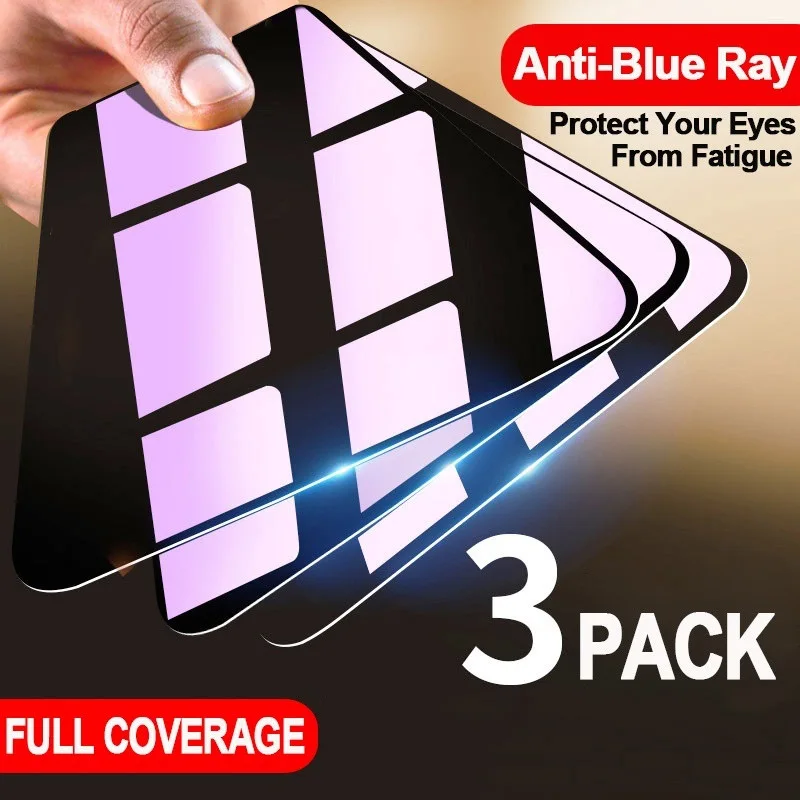 Verre trempe anti luz ray azul protetor de tela para iphone 12 mini 11 pro max 7 8 + x xs xr se vidro temperado