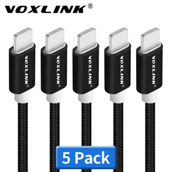 

VOXLINK USB Cables 5Pack to 8 Pin Nylon USB Charging Data Cables For iPhone X Xs xr 8 8plus 7plus 6s plus 5s iPad Air USB Cable