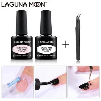 

Lagunamoon Nail Latex Pink Peel Off Tape Liquid Glue 8ML Gellak Lucky Lacquer Tweezer Protect Nails Polish Block Nail Varnish
