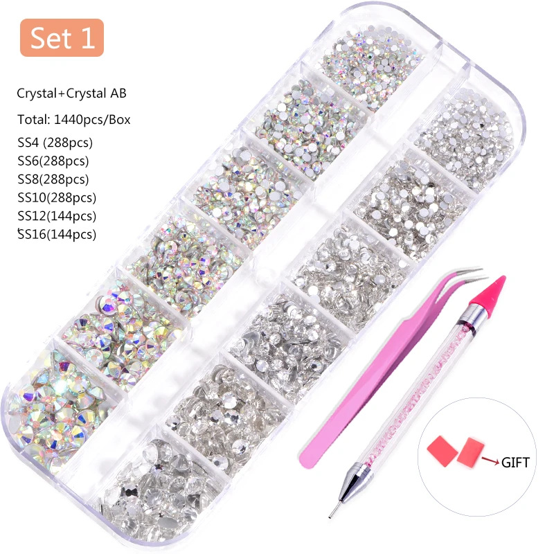 800 Set 1 Oleeya nail Art Crystal Non Hotfix Rhinestones