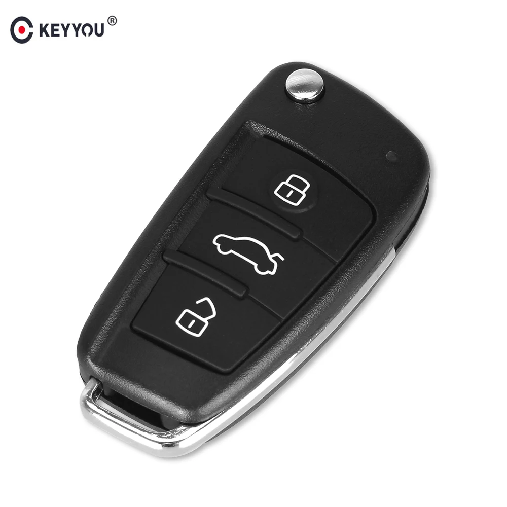 KEYYOU 10 шт./лот без лезвия Складной флип-пульт дистанционного ключа автомобиля чехол для AUDI A2 A3 A4 A6 A6L A8 TT 3 кнопки авто брелок, чехол для ключей