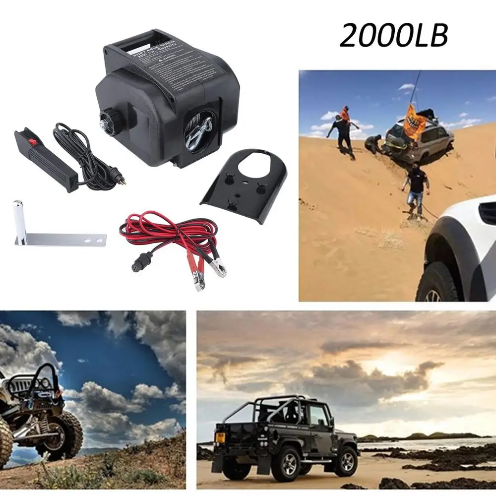 

12V 2000LBS/907kg Pulling Capacity Detachable Portable Electric Winch Marine Boat 4WD Electric Automatic Crawler Winch