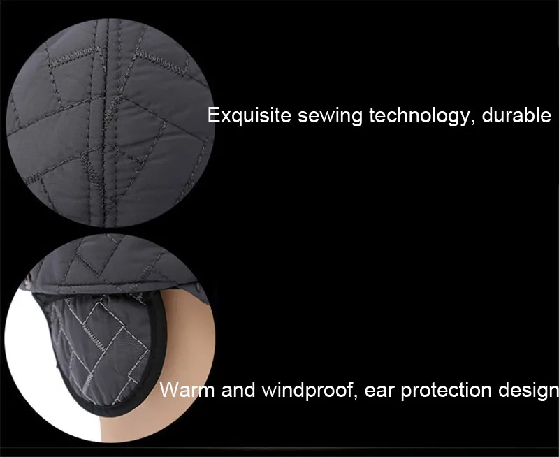 Winter Men's Cotton Polyester Baseball Caps With Earmuff Adjustable Size Outdoor Ear Protection Winter Hat Snapback Caps
