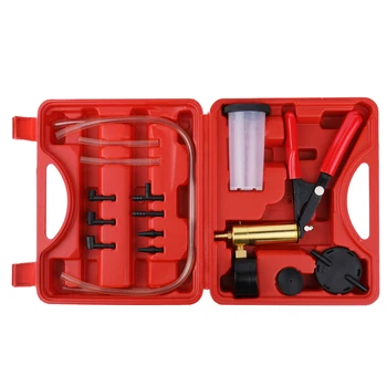 

2 in 1 Tool Kit Vacuum Tester 17pcs Car Auto Hand Held Vacuum Pressure Pump Brake Bleeder Adaptor Fluid Reservoir Tester