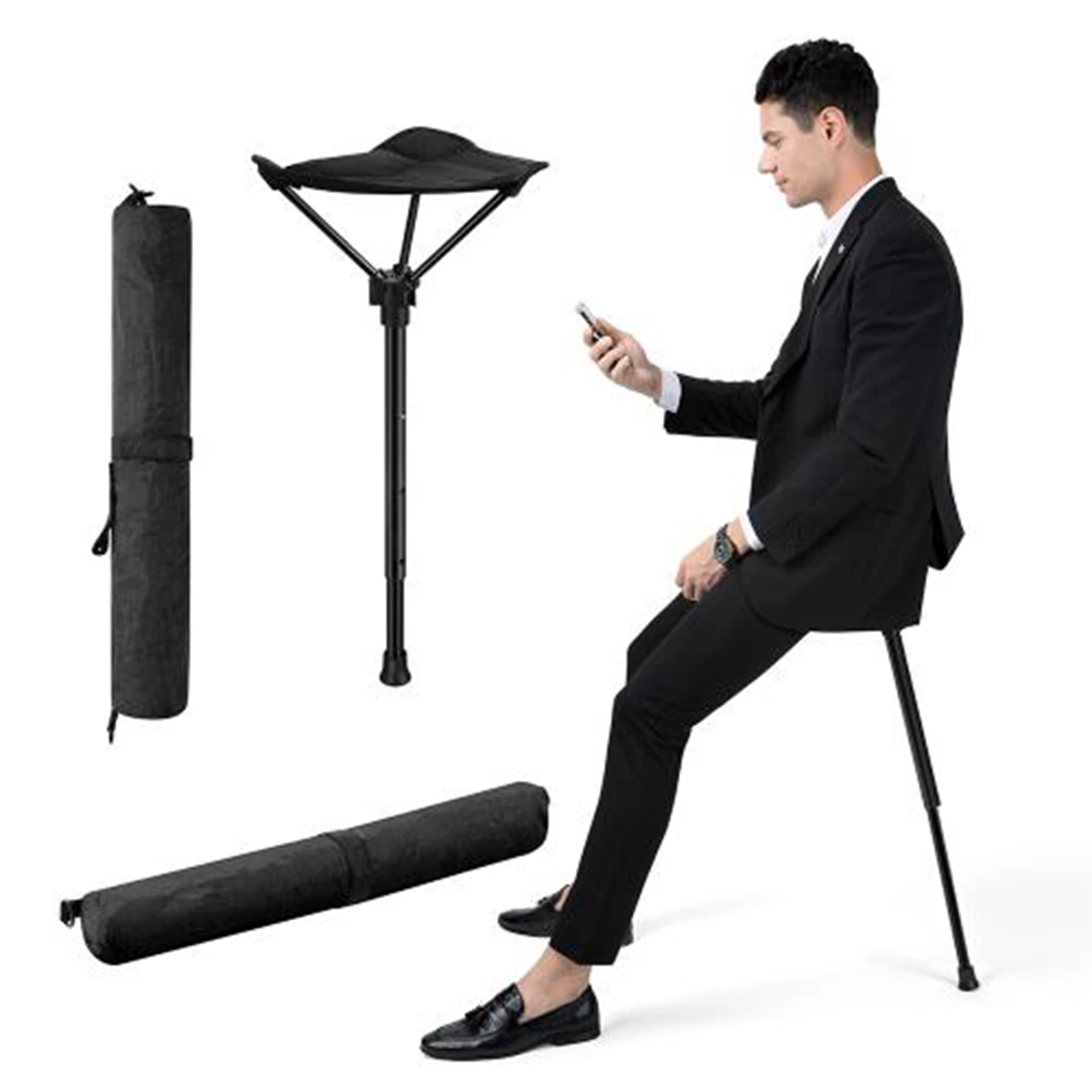 Folding Chair Adjustable Telescopic Folding Stool Fishing Tools Chair Portable High Chair Single Leg Outdoor Camping