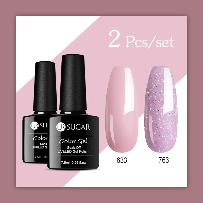 Set 7 Ur Sugar 2 шт./компл. голографический Блестящий Гель-лак для ногтей на Цвет Led гель Лаки! полупостоянная Soak Off Гель лак для ногтей с блестками - Цвет: Set 7