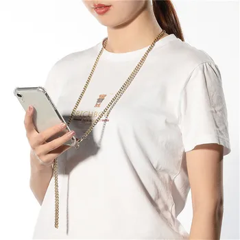 

Crossbody Strap Cord Chain Tape Necklace Metal Chain Phone Case For iPhone 11 Pro max X Xs max XR 7 8 6 6S plus Soft Clear Cover