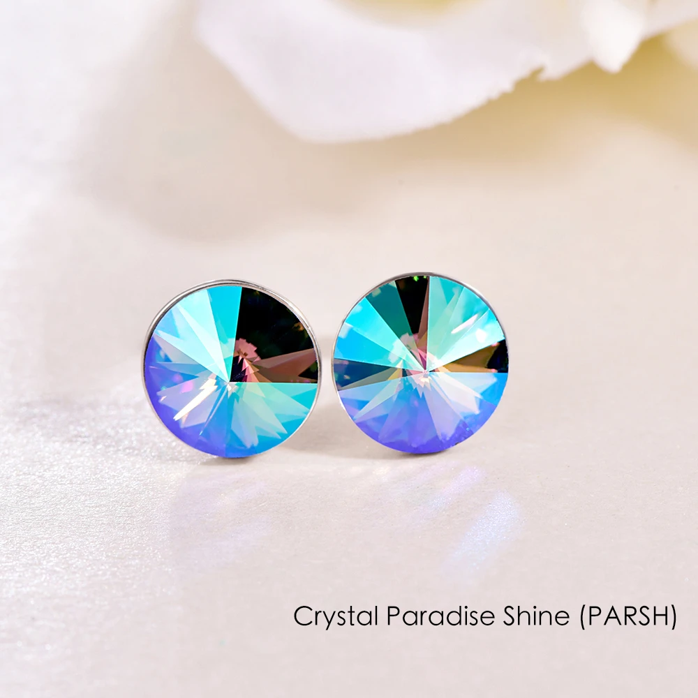 Crystal PARSH Бренд Malanda, 925 пробы, серебряные серьги с круглыми кристаллами от Swarovski для женщин, модные серьги-гвоздики, свадебные офисные украшения - Окраска металла: Crystal PARSH
