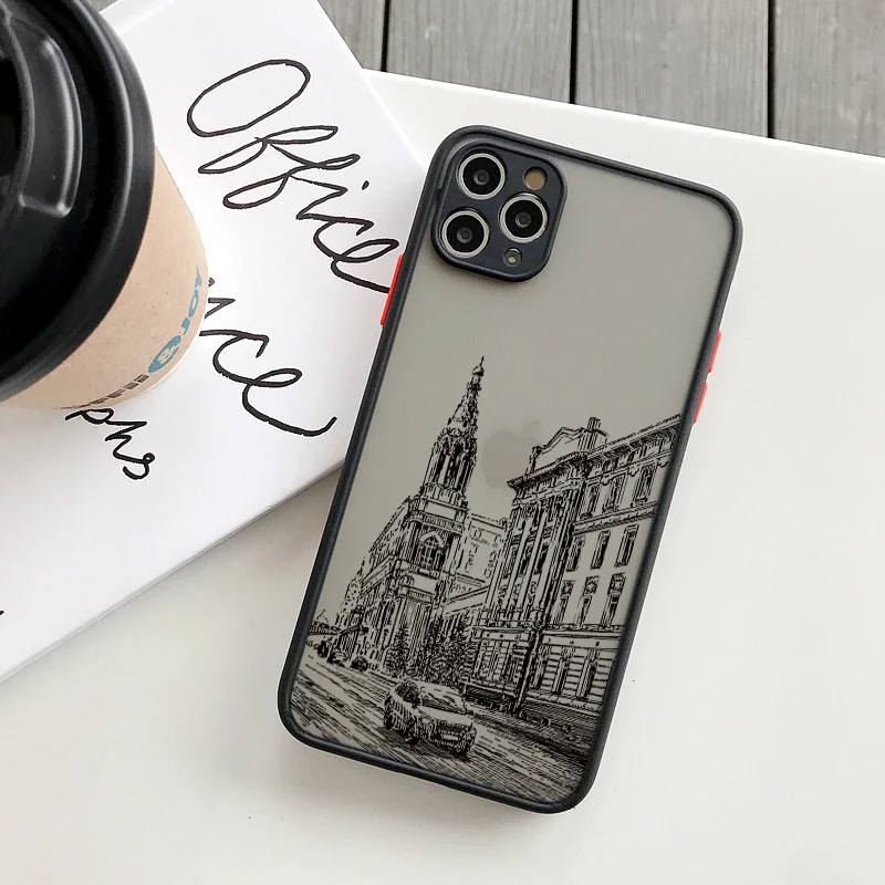 Architectural Black Lines Artistic Phone Case - Stylish Back Building Cover