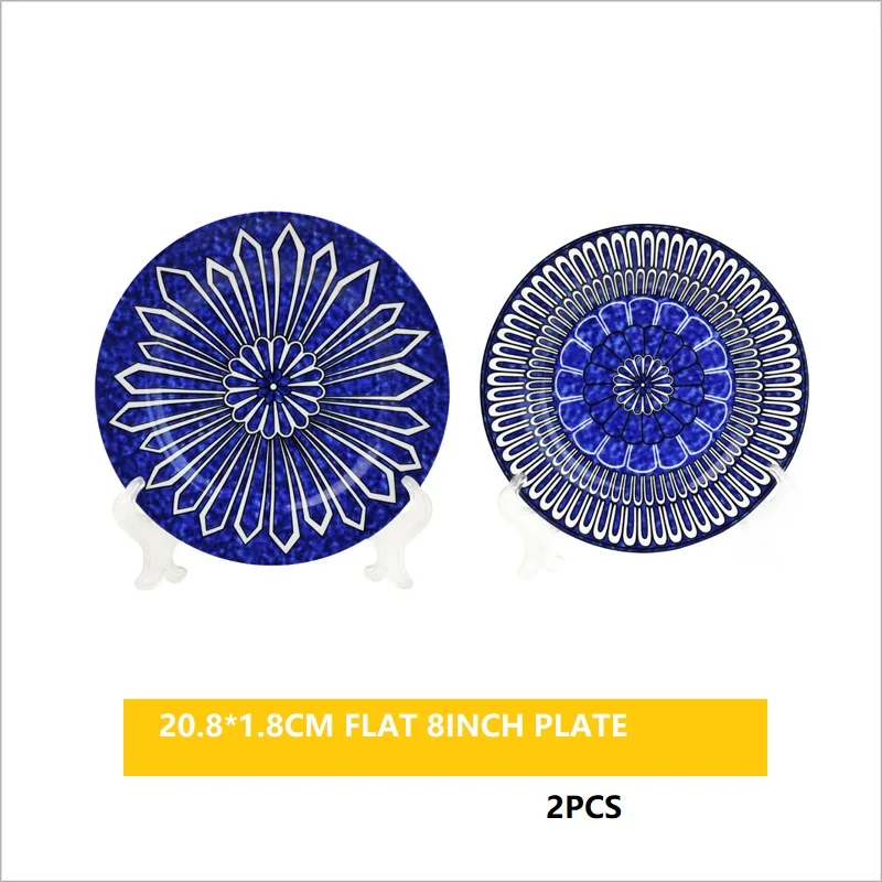 Dinner Plates Flatware Dinnerware Plates High end Plates Set Blue Nice Ceramic Dishes Christmas Gift 5