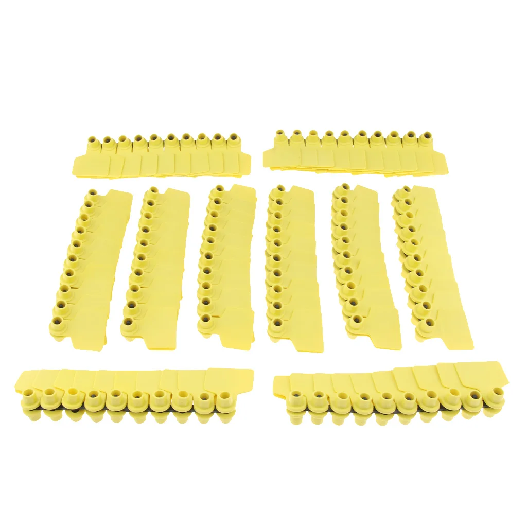 100 Pcs Blank Ear Tag for Pigs Cow Livestock, Brass Ear Stud, No Harm Yellow