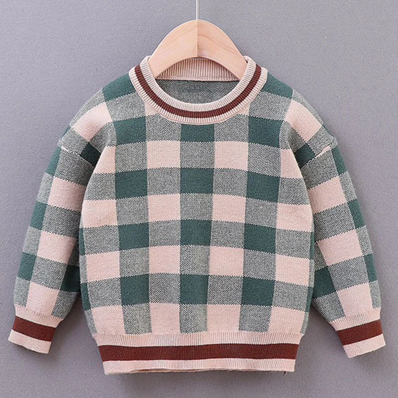 Humor Bear/модные осенне-зимние клетчатые свитера для мальчиков Новинка года, свитер в Корейском стиле свитера с длинными рукавами для маленьких мальчиков