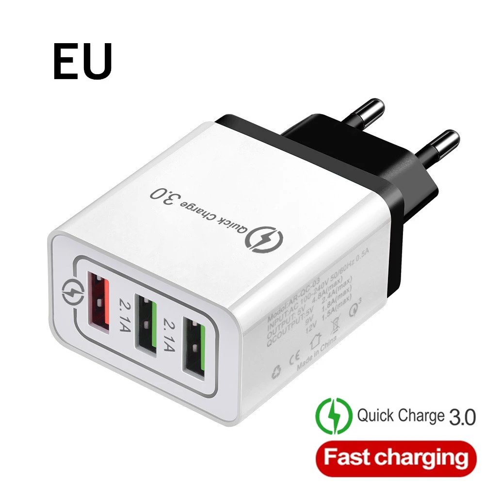Быстрое зарядное устройство USB зарядное устройство для телефона Быстрая зарядка QC3.0 5 В/3A EU/US/Plug настенное зарядное устройство для samsung Xiaomi huawei iphone зарядное устройство - Тип штекера: EU  Black