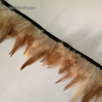 

Nice 10 Yard/lot Natural Real Chicken Rooster Tail Feathers Trims Strip for Wedding Party Clothing Rooster Feather Trims 10-15CM