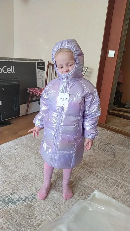 Children Girl Down Jackets Winter Baby Long Coat Boys Fashion Glossy Jackets Kids Outfit 3 4 5 6 7 8 years old