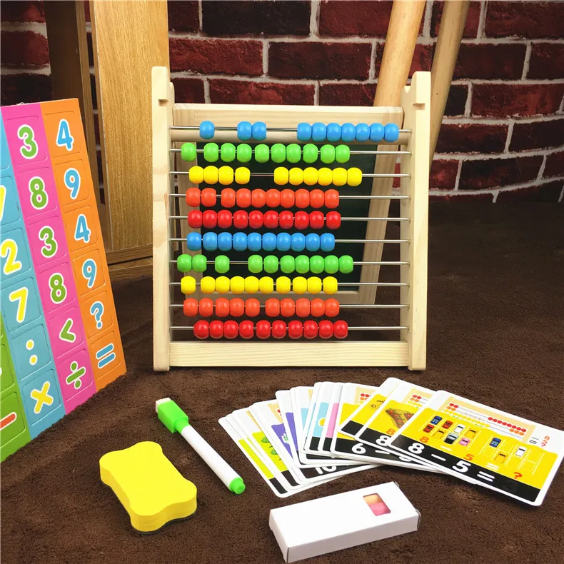 

Children Wooden Early Education Ten Stalls Calculation Frame Double-Sided Magnetic Drawing Board Multi-functional Educational Fo