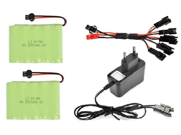 YUKALA 6V 2800mAh Ni-MH AA батарея с зарядным устройством для RC грузовиков/RC автомобилей/RC лодки/RC Танк SM/JST/пробка из Тамия 6 v 2800 mah