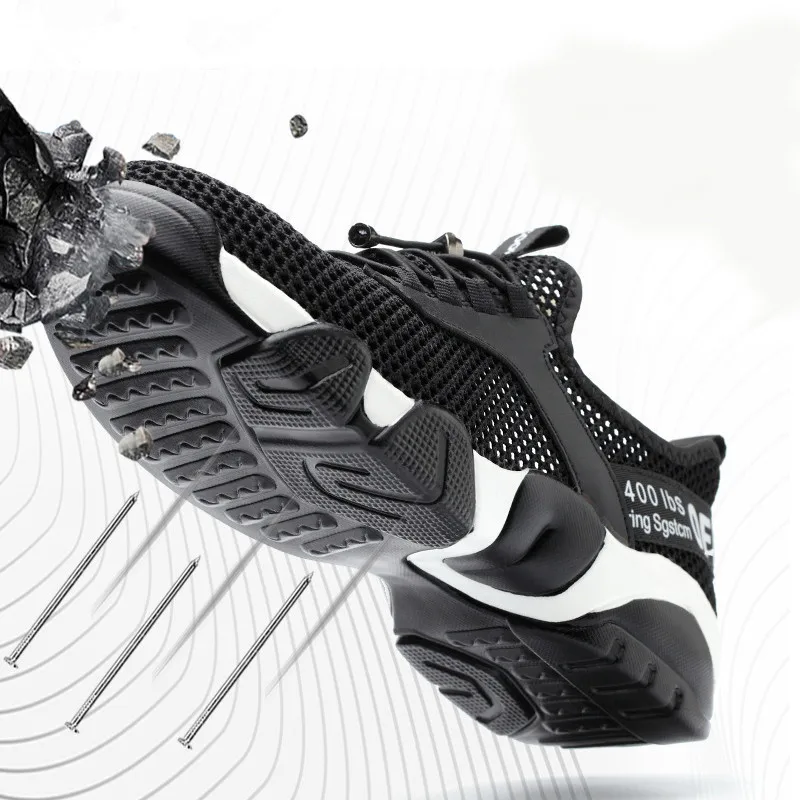 

Ботинки мужские сетчатые для защиты от пирсинга, дышащие легкие повседневные кроссовки со стальным носком, защитная обувь для работы, летние