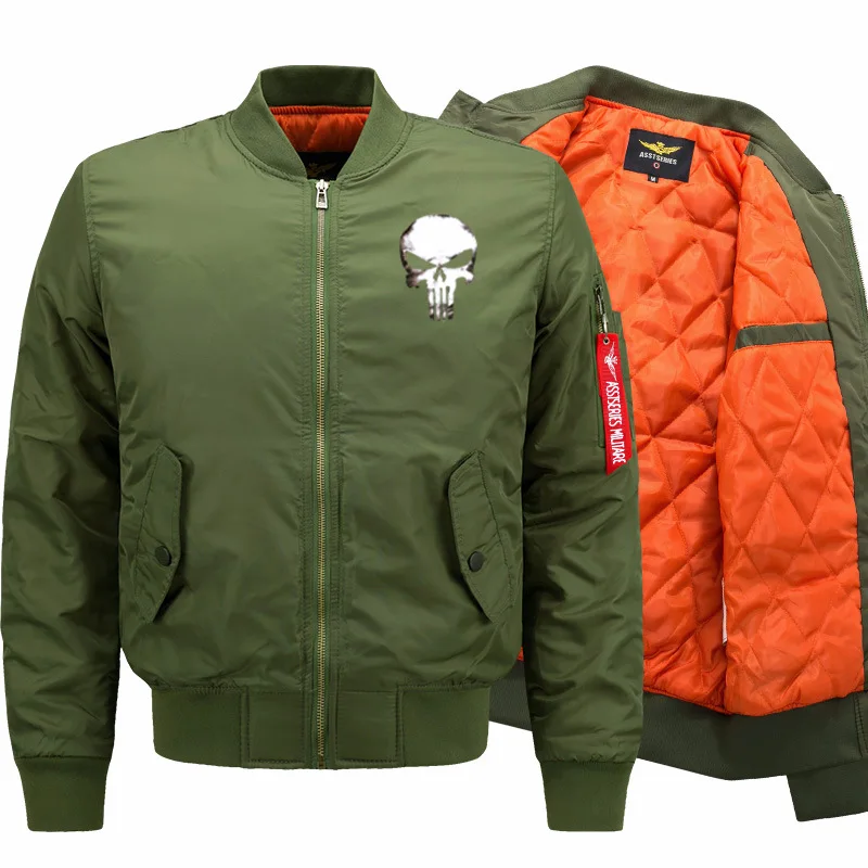 

Men Hip Hop Streatwear Coat Men Skull Over Coats Plus Size S-9XL Winter Plush Padded Warm Slim Fit Military Pilot Air Jackets