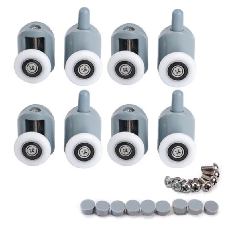 8pcs/set Bathroom Shower Door Sliding Cabins Pulley Castor Enclosures Runners Upper Lower Rollers Wheels-5