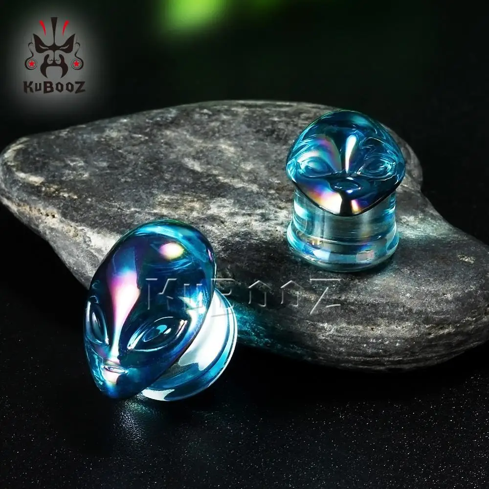 Colorful Alien Glass Ear Body Jewelry Earrings Expanders Screw Piercing Plugs Strechers Fashion Gift For Women Men Wholesale