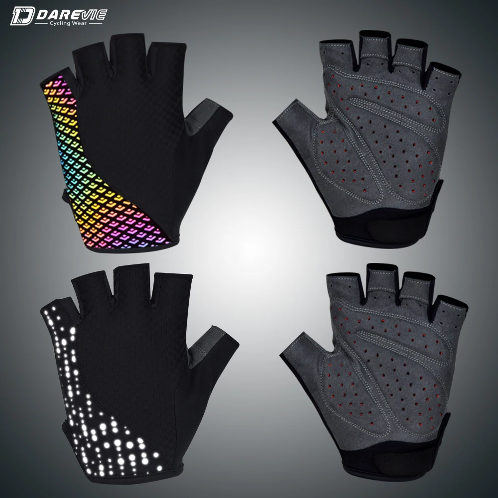 Sports Half Finger Gloves Cycling Gloves Sport Gloves DAREVIE Reflective Cycling Gloves Half Finger Cycling Glove MTB Road Sponge Padded Soft Bike Gloves