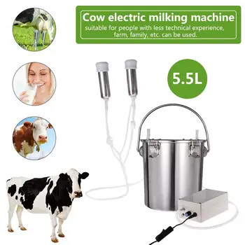 

Cow Electric Milking Machine Upgraded Stainless Steel Breast Vacuum Pump Adjustable 5.5L Household Suction Milker