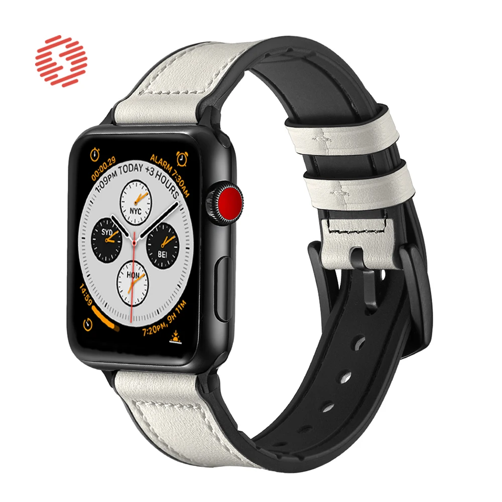 ShengOne кожаный и Мягкий Силиконовый Модный ремешок для Apple Watch серии 5 4 40 44 мм сменный ремешок для часов браслет 3 2 1 38 42 мм