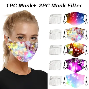 

Mascarilla Christmas Face Mask Fashion Print Adult Mouth Masks For Face Masks Washable With Filtros Pm2.5 Mouth Caps Washable